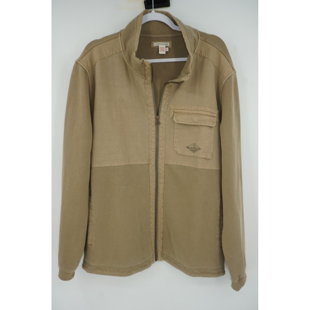 Carbon2cobalt‎ Jacket Beige Cotton Canvas Full Zip Windbreaker Casual Men's XL